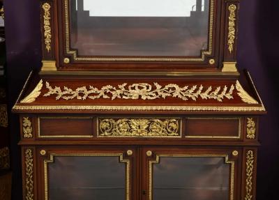 Exquisite French Ormolu Mounted Mahogany and Glass Vitrine Cabinet
