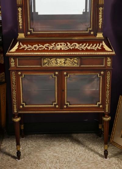 Exquisite French Ormolu Mounted Mahogany and Glass Vitrine Cabinet