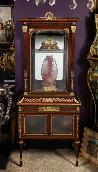 Exquisite French Ormolu Mounted Mahogany and Glass Vitrine Cabinet