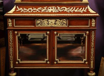 Exquisite French Ormolu Mounted Mahogany and Glass Vitrine Cabinet