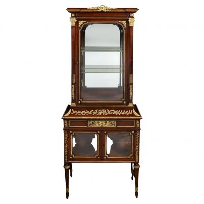 Exquisite French Ormolu Mounted Mahogany and Glass Vitrine Cabinet