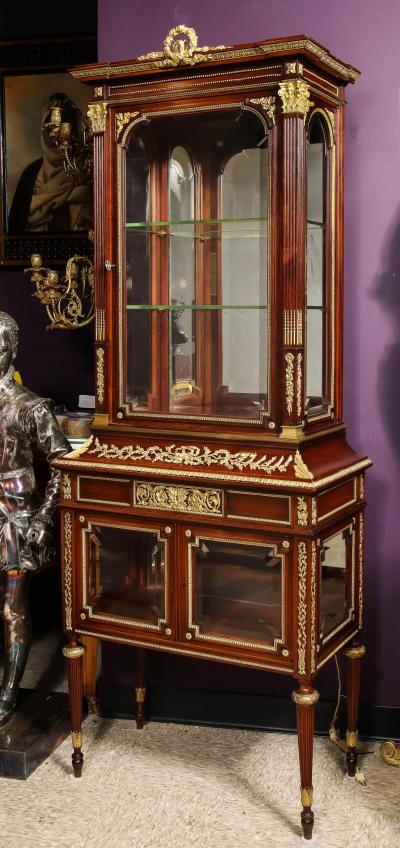 Exquisite French Ormolu Mounted Mahogany and Glass Vitrine Cabinet