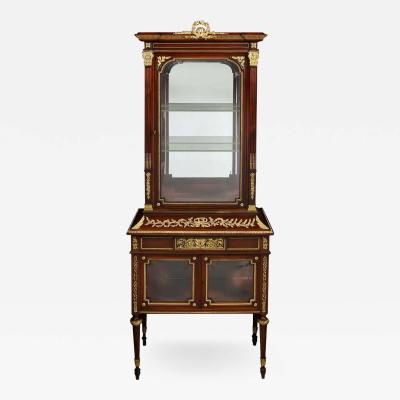 Exquisite French Ormolu Mounted Mahogany and Glass Vitrine Cabinet