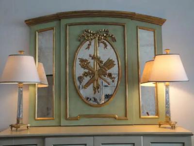 Exquisite Handcarved French Style Parcel Gilt Trumeau Mirror