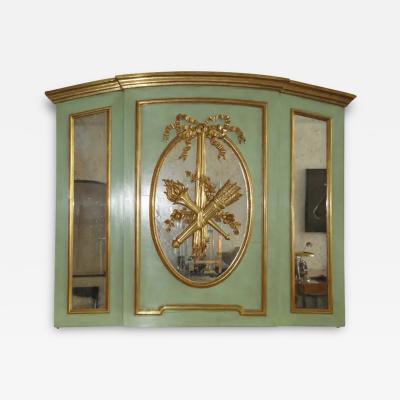 Exquisite Handcarved French Style Parcel Gilt Trumeau Mirror