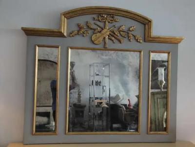 Exquisite Handcarved French Style Parcel Gilt Trumeau Mirror