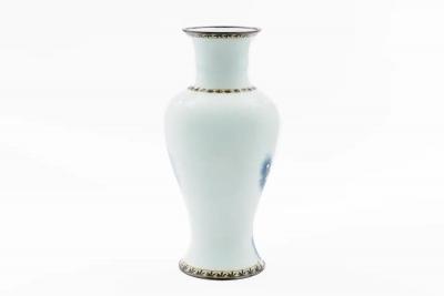 Exquisite Japanese Cloisonn Enamel Vase Blue and White Plum Blossoms Ando