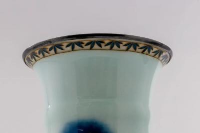 Exquisite Japanese Cloisonn Enamel Vase Blue and White Plum Blossoms Ando