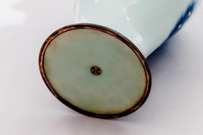 Exquisite Japanese Cloisonn Enamel Vase Blue and White Plum Blossoms Ando