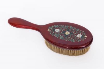 Exquisite Japanese Cloisonn Red Enamel Six Piece Dressing Table Set Ando Jubei