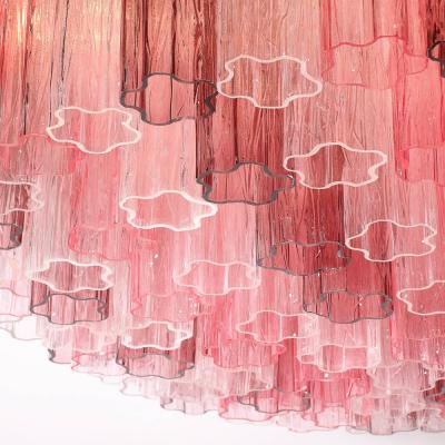 Exquisite Modernist Hand Blown Mixed Fuschia Murano Glass Tronchi Chandelier