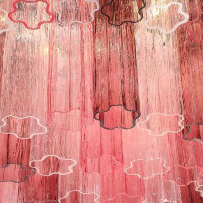 Exquisite Modernist Hand Blown Mixed Fuschia Murano Glass Tronchi Chandelier