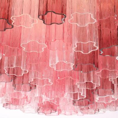Exquisite Modernist Hand Blown Mixed Fuschia Murano Glass Tronchi Chandelier