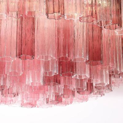 Exquisite Modernist Hand Blown Mixed Fuschia Murano Glass Tronchi Chandelier
