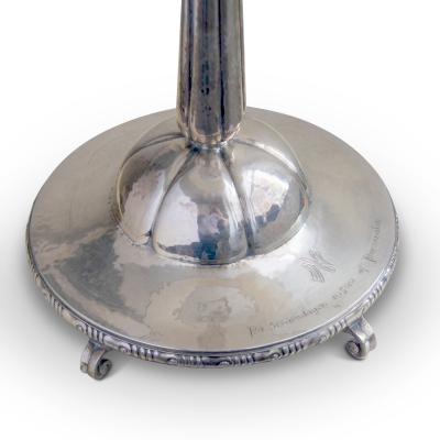 Exquisite Monumental Arts and Crafts Table Lamp in Silver by K Anderson