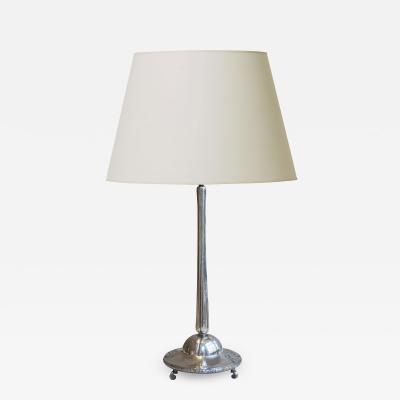 Exquisite Monumental Arts and Crafts Table Lamp in Silver by K. Anderson