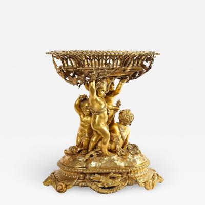 Exquisite Napoleon III French Ormolu Figural Basket Centerpiece Circa 1880