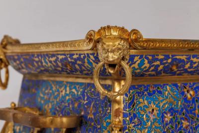 Exquisite Neo Grec Ormolu Champleve Enamel Jardiniere by Barbedienne S vin
