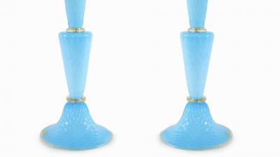Exquisite Pair Venetian Glass Gold Flecks Table Lamps