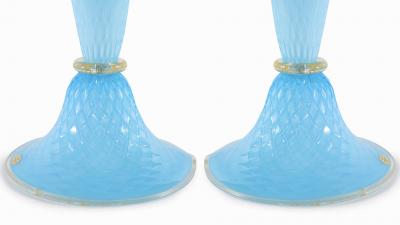 Exquisite Pair Venetian Glass Gold Flecks Table Lamps