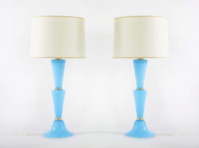 Exquisite Pair Venetian Glass Gold Flecks Table Lamps