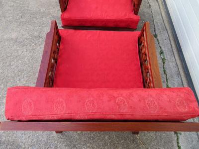 Exquisite Pair of Chinoiserie Ming Style Carved Rosewood Chairs Asian Modern