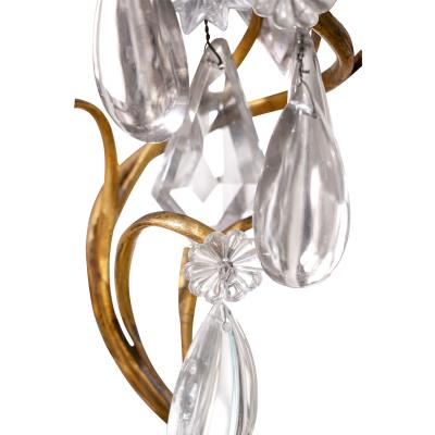 Exquisite Pair of French Candelabra Floor Lamps in Bronze with Crystals 1950s