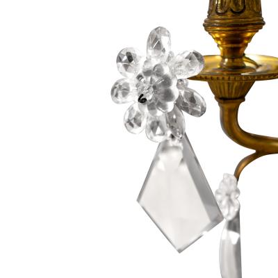 Exquisite Pair of French Candelabra Floor Lamps in Bronze with Crystals 1950s