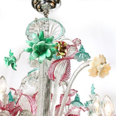 Exquisite Rare Mid Century Classical Hand Blown Murano Twelve Arm Chandelier