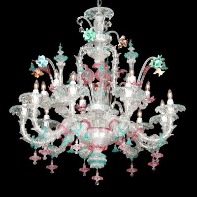 Exquisite Rare Mid Century Classical Hand Blown Murano Twelve Arm Chandelier