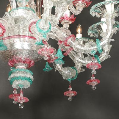 Exquisite Rare Mid Century Classical Hand Blown Murano Twelve Arm Chandelier