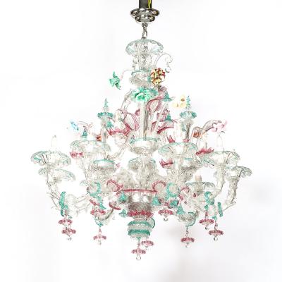 Exquisite Rare Mid Century Classical Hand Blown Murano Twelve Arm Chandelier