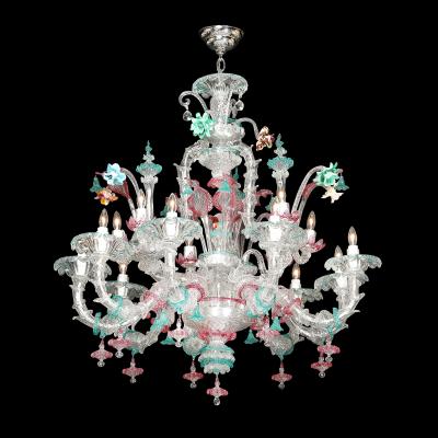 Exquisite Rare Mid Century Classical Hand Blown Murano Twelve Arm Chandelier