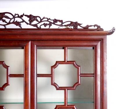 Exquisite Rosewood Hand Carved Oriental breakfront Late 19th Early20th Century