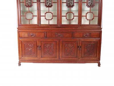 Exquisite Rosewood Hand Carved Oriental breakfront Late 19th Early20th Century