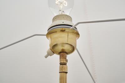 Extendable Brass Floor Lamp with Ribbed Stem Detail Europe 1940s