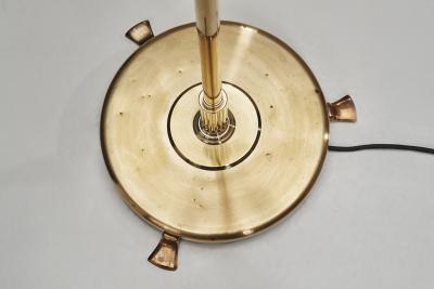 Extendable Brass Floor Lamp with Ribbed Stem Detail Europe 1940s
