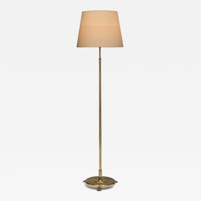 Extendable Brass Floor Lamp with Ribbed Stem Detail Europe 1940s