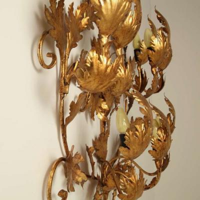 Extra Large 1970s Gold Leaf Wall Applique