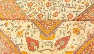 Extra Large Antique Indian Botanic Handmade Wool Agra