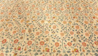 Extra Large Antique Indian Botanic Handmade Wool Agra
