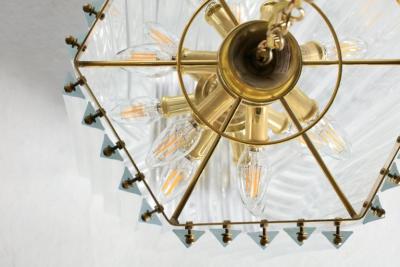 Extra Large Sculptural Lucite and Brass Chandelier c 1970s