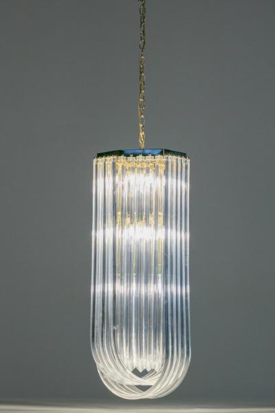 Extra Large Sculptural Lucite and Brass Chandelier c 1970s