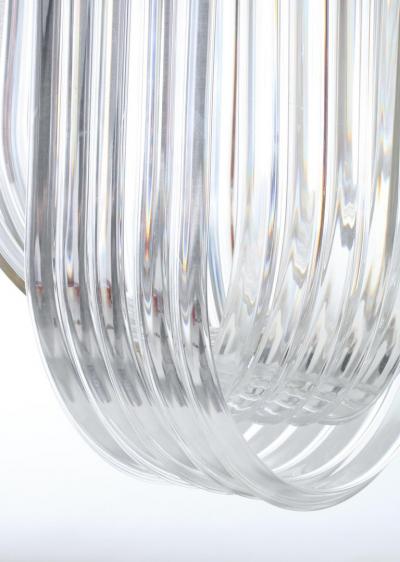 Extra Large Sculptural Lucite and Brass Chandelier c 1970s