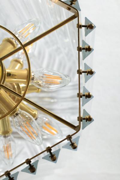 Extra Large Sculptural Lucite and Brass Chandelier c 1970s
