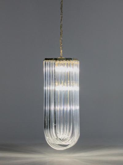 Extra Large Sculptural Lucite and Brass Chandelier c 1970s