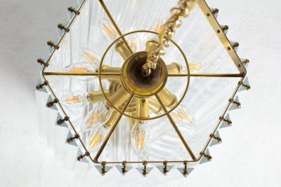 Extra Large Sculptural Lucite and Brass Chandelier c 1970s
