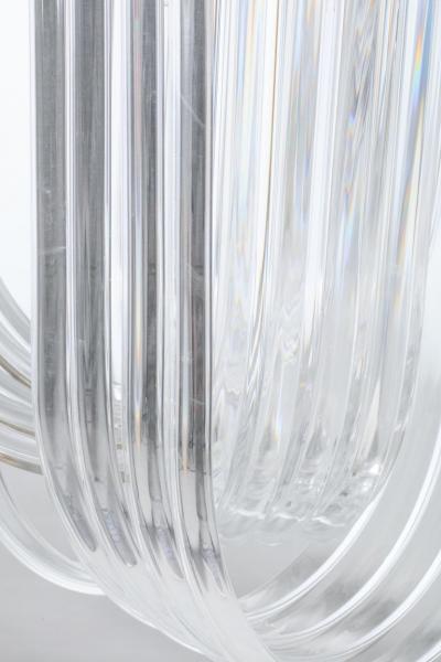 Extra Large Sculptural Lucite and Brass Chandelier c 1970s