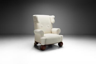 Extra Large Upholstered Wingback Armchair Europe 1940s