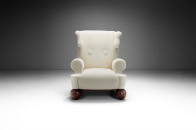 Extra Large Upholstered Wingback Armchair Europe 1940s